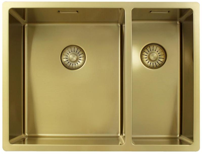 Pure.Sink Exclusivo Kultainen 1,5 puolikas pesuallas 34+18 cm 10mm säde PEX341840-60