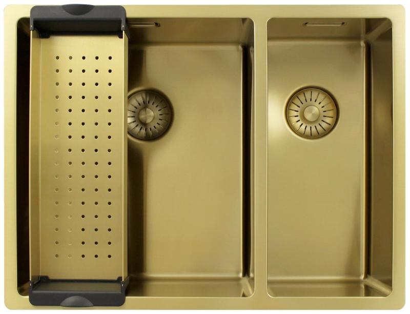 Pure.Sink Exclusivo Kultainen 1,5 puolikas pesuallas 34+18 cm 10mm säde PEX341840-60
