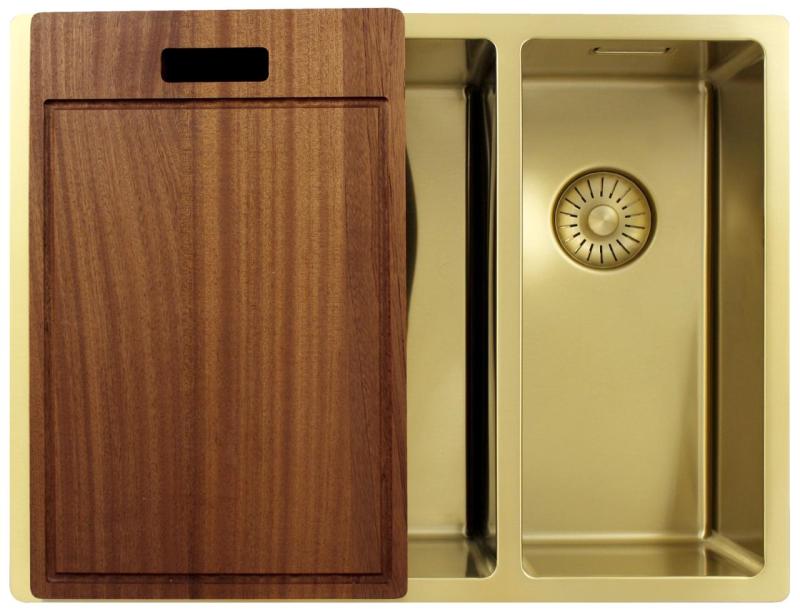 Pure.Sink Exclusivo Kultainen 1,5 puolikas pesuallas 34+18 cm 10mm säde PEX341840-60