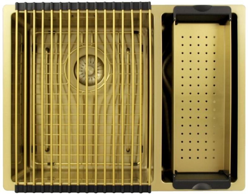 Pure.Sink Exclusivo Kultainen 1,5 puolikas pesuallas 34+18 cm 10mm säde PEX341840-60