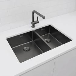 Pure.Sink Exclusivo Gun Metal 1,5 puolikas allas 34+18 cm 10mm säde PEX341840-61
