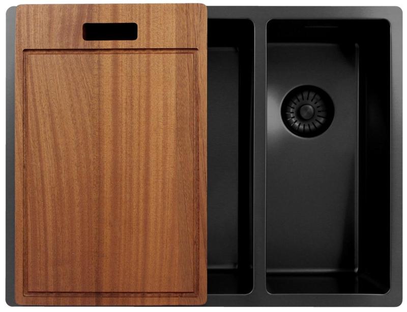 Pure.Sink Exclusivo Gun Metal 1,5 puolikas allas 34+18 cm 10mm säde PEX341840-61