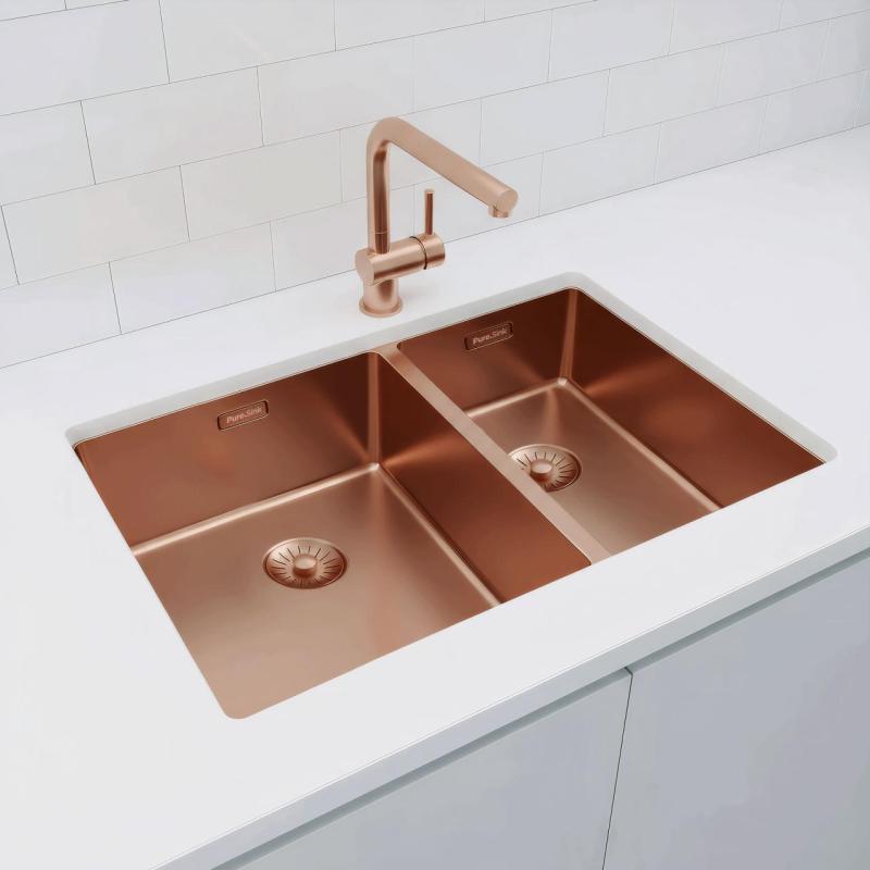 Pure.Sink Exclusivo Kupari 1,5 puolitoista pesuallas 34+18 cm 10mm säde PEX341840-62