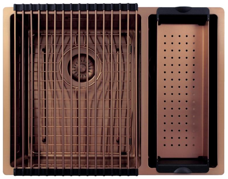 Pure.Sink Exclusivo Kupari 1,5 puolitoista pesuallas 34+18 cm 10mm säde PEX341840-62