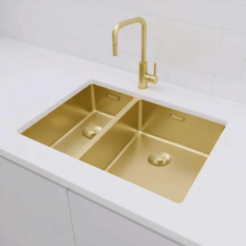 Pure.Sink Exclusivo Kultainen 1,5 puolikas pesuallas 18+34 cm 10mm säde PEX183440-60