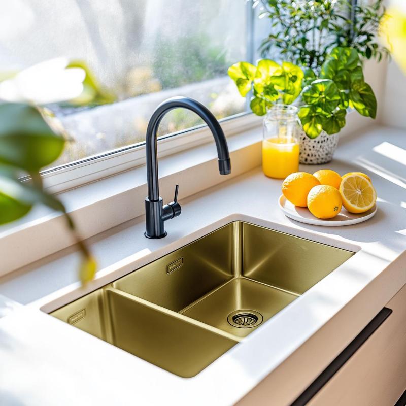 Pure.Sink Exclusivo Kultainen 1,5 puolikas pesuallas 18+34 cm 10mm säde PEX183440-60