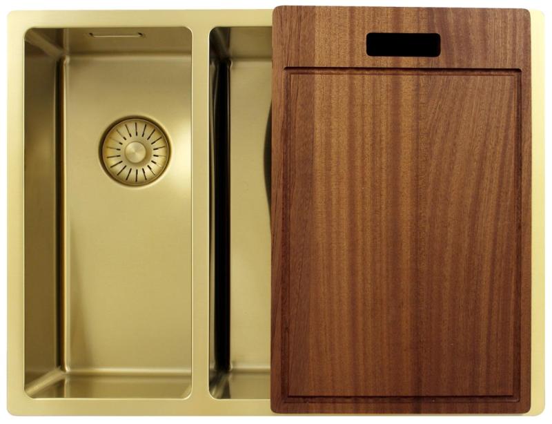 Pure.Sink Exclusivo Kultainen 1,5 puolikas pesuallas 18+34 cm 10mm säde PEX183440-60