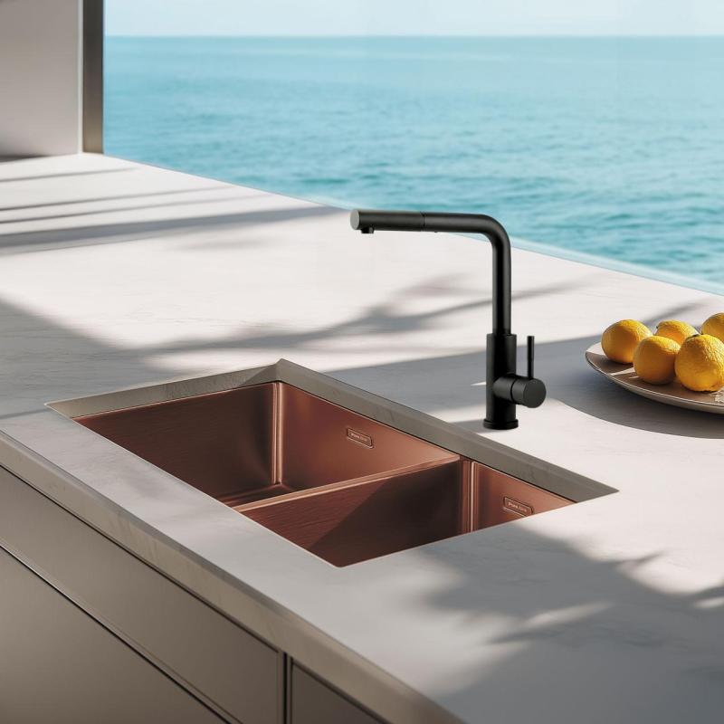 Pure.Sink Exclusivo Kuparinen 1,5 puolikas tiskiallas 18+34cm 10mm säde PEX183440-62