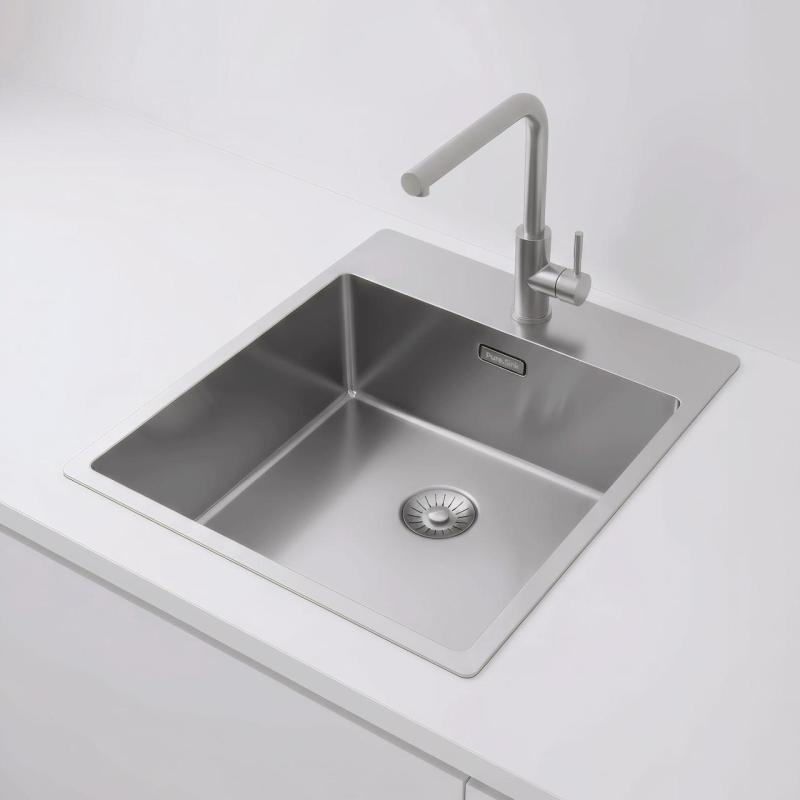 Pure.Sink Exclusivo RVS-allas 44x52 cm Tapwing hanareiän kanssa 10mm säde PEX4040T-02