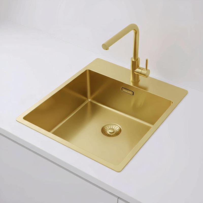 Pure.Sink Exclusivo Kultainen tiskiallas 44x52 cm Tapwing hanareiällä 10mm säde PEX4040T-60