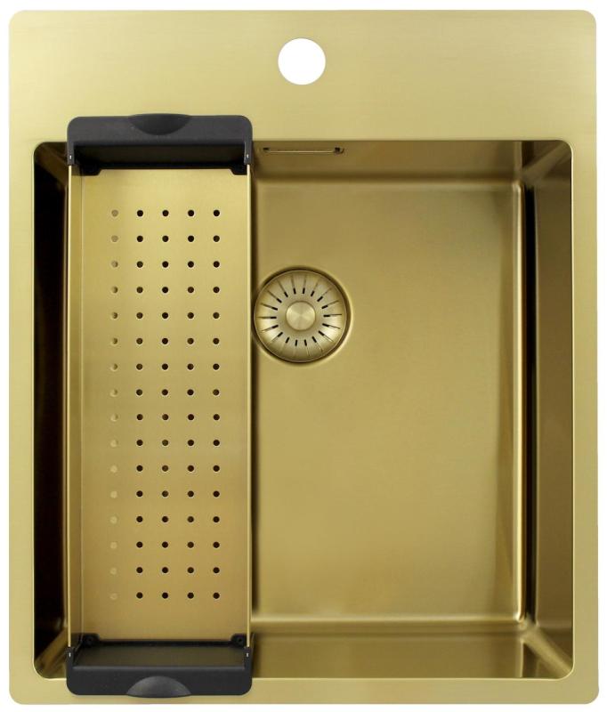 Pure.Sink Exclusivo Kultainen tiskiallas 44x52 cm Tapwing hanareiällä 10mm säde PEX4040T-60