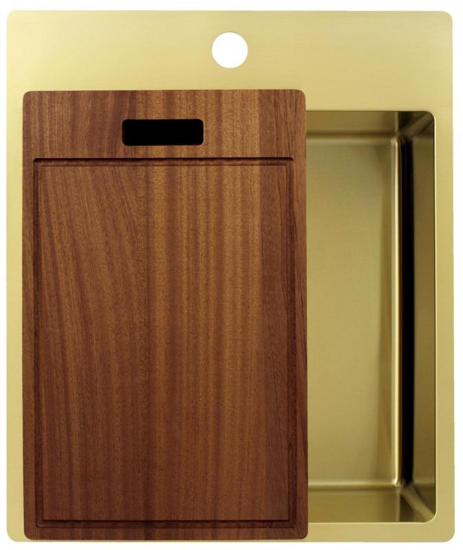 Pure.Sink Exclusivo Kultainen tiskiallas 44x52 cm Tapwing hanareiällä 10mm säde PEX4040T-60