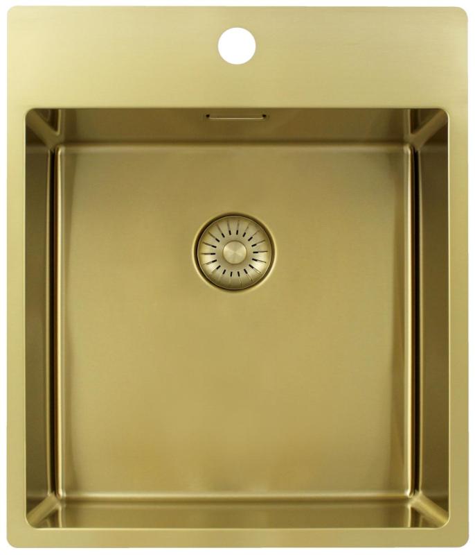 Pure.Sink Exclusivo Kultainen tiskiallas 44x52 cm Tapwing hanareiällä 10mm säde PEX4040T-60