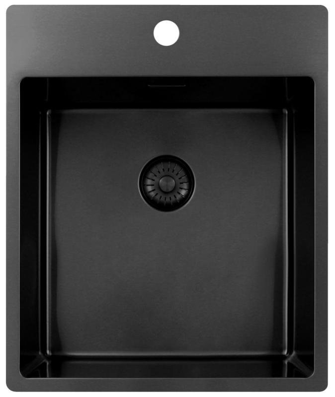 Pure.Sink Exclusivo Gun Metal -allas 44x52 cm Tapwing hanareiällä 10mm säde PEX4040T-61