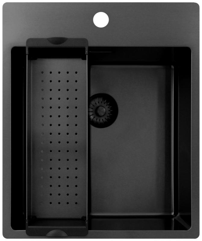 Pure.Sink Exclusivo Gun Metal -allas 44x52 cm Tapwing hanareiällä 10mm säde PEX4040T-61