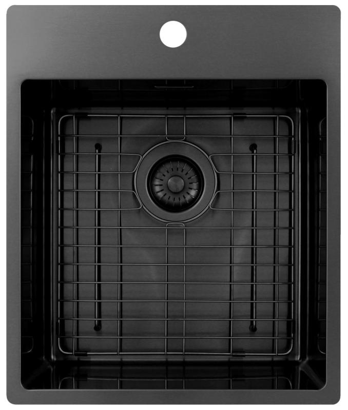 Pure.Sink Exclusivo Gun Metal -allas 44x52 cm Tapwing hanareiällä 10mm säde PEX4040T-61