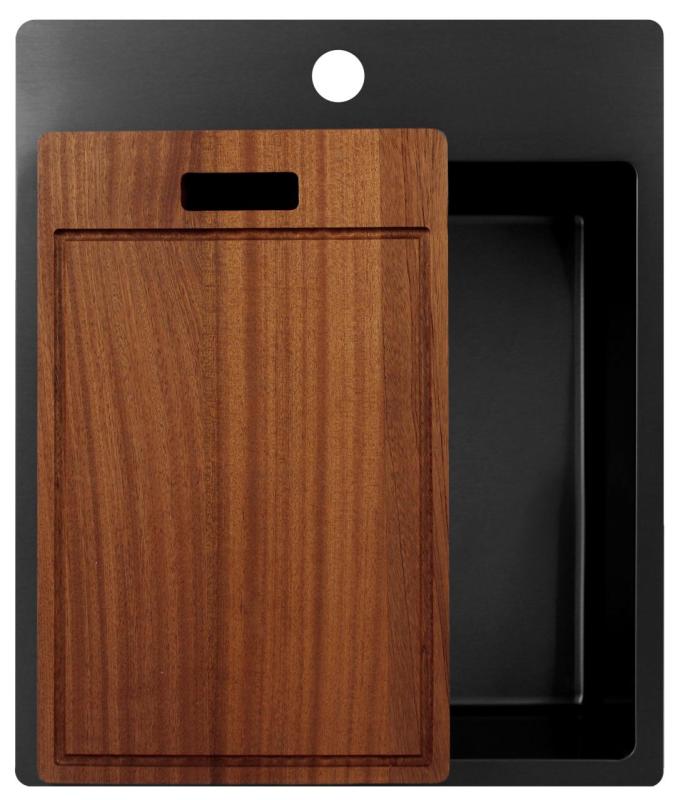 Pure.Sink Exclusivo Gun Metal -allas 44x52 cm Tapwing hanareiällä 10mm säde PEX4040T-61