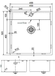 Pure.Sink Exclusivo Kultainen tiskiallas 49x52 cm Tapwing hanareiällä 10mm säde PEX4540T-60