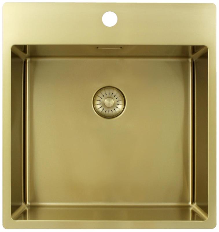 Pure.Sink Exclusivo Kultainen tiskiallas 49x52 cm Tapwing hanareiällä 10mm säde PEX4540T-60