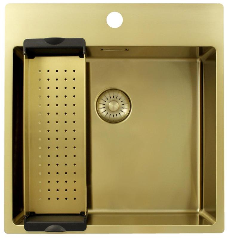 Pure.Sink Exclusivo Kultainen tiskiallas 49x52 cm Tapwing hanareiällä 10mm säde PEX4540T-60