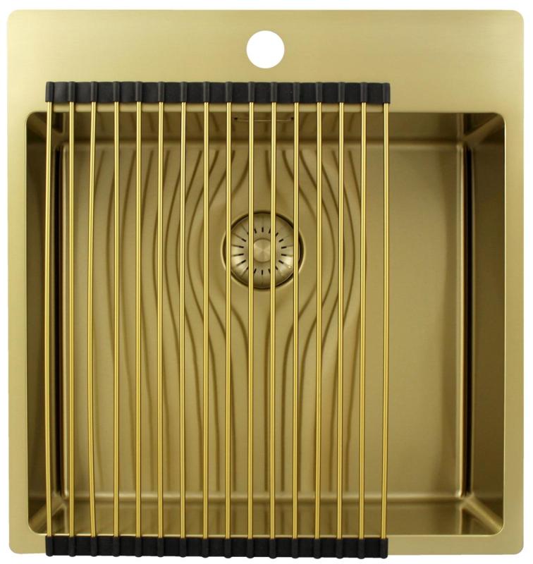 Pure.Sink Exclusivo Kultainen tiskiallas 49x52 cm Tapwing hanareiällä 10mm säde PEX4540T-60