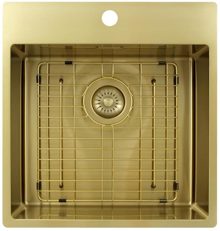 Pure.Sink Exclusivo Kultainen tiskiallas 49x52 cm Tapwing hanareiällä 10mm säde PEX4540T-60