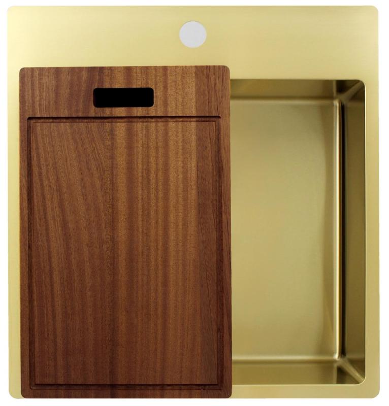 Pure.Sink Exclusivo Kultainen tiskiallas 49x52 cm Tapwing hanareiällä 10mm säde PEX4540T-60