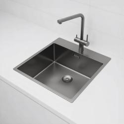 Pure.Sink Exclusivo Gun Metal tiskiallas 49x52 cm Tapwing hana-aukolla 10mm säde PEX4540T-61