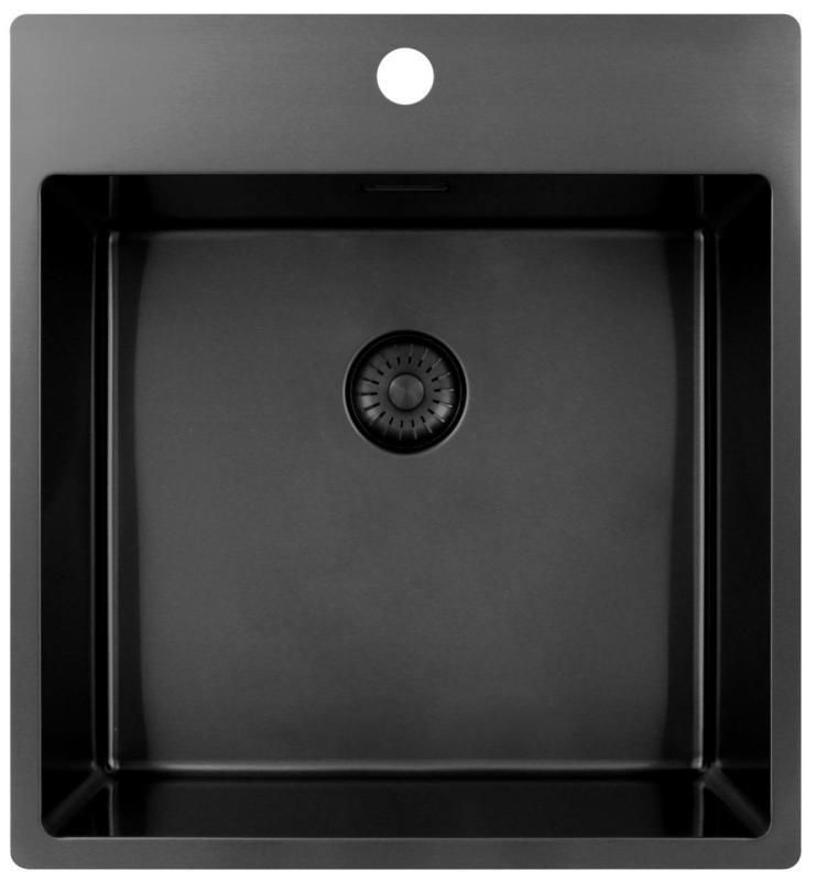 Pure.Sink Exclusivo Gun Metal tiskiallas 49x52 cm Tapwing hana-aukolla 10mm säde PEX4540T-61