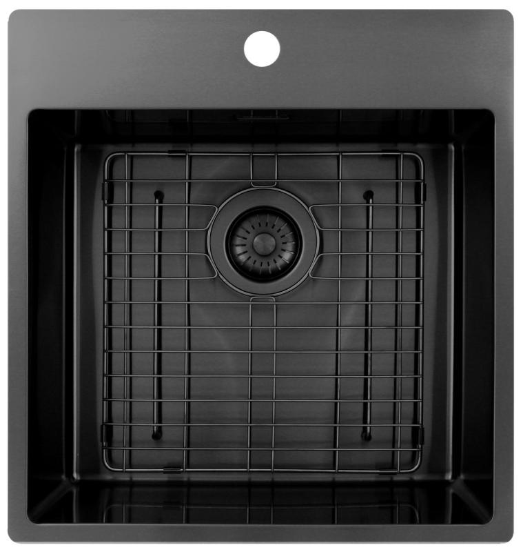 Pure.Sink Exclusivo Gun Metal tiskiallas 49x52 cm Tapwing hana-aukolla 10mm säde PEX4540T-61