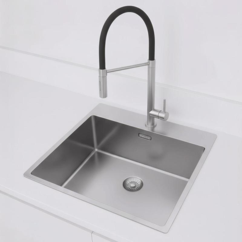 Pure.Sink Exclusivo RVS-pesuallas 54x52cm Tapwing hanareikäpenkillä 10mm säde PEX5040T-02