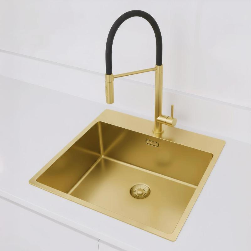 Pure.Sink Exclusivo Kultainen tiskiallas 54x52 cm Tapwing hanareiällä 10mm säde PEX5040T-60