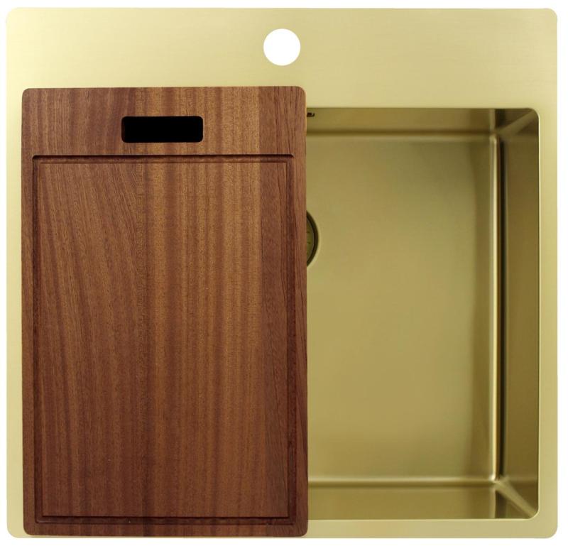 Pure.Sink Exclusivo Kultainen tiskiallas 54x52 cm Tapwing hanareiällä 10mm säde PEX5040T-60