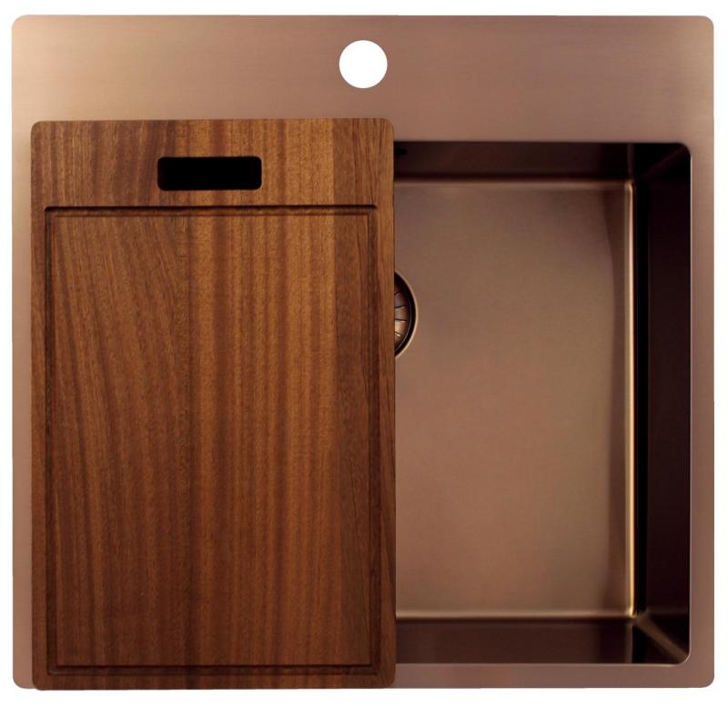 Pure.Sink Exclusivo Kuparinen tiskiallas 54x52 cm Tapwing hana-aukolla 10mm säde PEX5040T-62