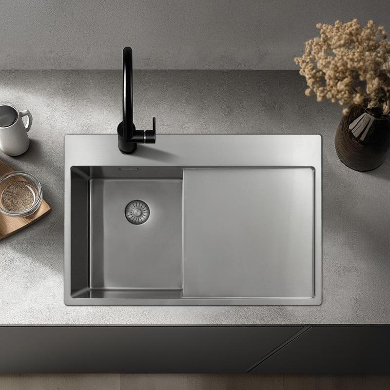Pure.Sink Exclusivo RVS pieni allas leikkuulaudalla 78x52 cm Tapwing vasemmalla PEX3478LT-02