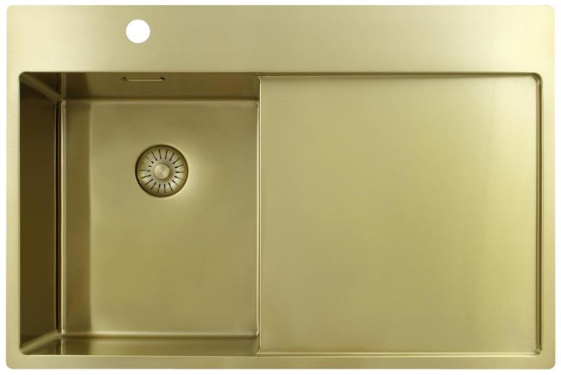 Pure.Sink Exclusivo Kultainen pieni pesuallas, jossa on tippakaukalo 78x52 cm Hana vasemmalla PEX3478LT-60