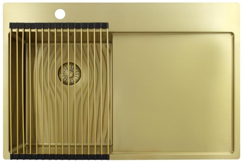 Pure.Sink Exclusivo Kultainen pieni pesuallas, jossa on tippakaukalo 78x52 cm Hana vasemmalla PEX3478LT-60