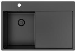 Pure.Sink Exclusivo Gun Metal pieni tiskiallas kuivausalueella 78x52 cm Tapwing vasemmalla PEX3478LT-61