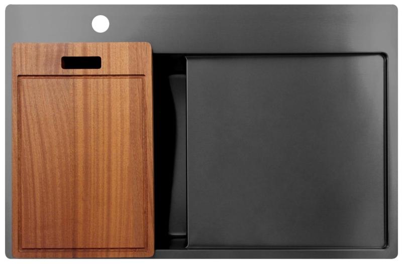 Pure.Sink Exclusivo Gun Metal pieni tiskiallas kuivausalueella 78x52 cm Tapwing vasemmalla PEX3478LT-61