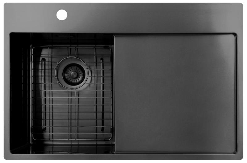 Pure.Sink Exclusivo Gun Metal pieni tiskiallas kuivausalueella 78x52 cm Tapwing vasemmalla PEX3478LT-61