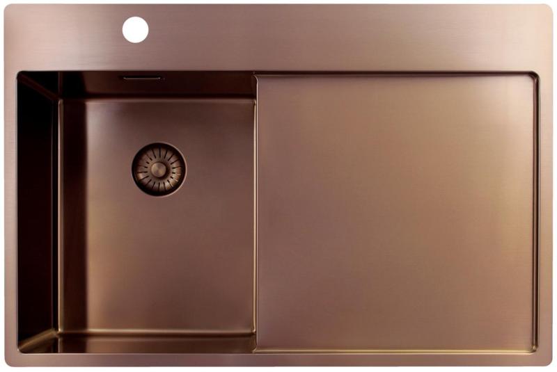 Pure.Sink Exclusivo Kuparinen pieni tiskiallas valutusalueella 78x52 cm Tapwing vasemmalla PEX3478LT-62