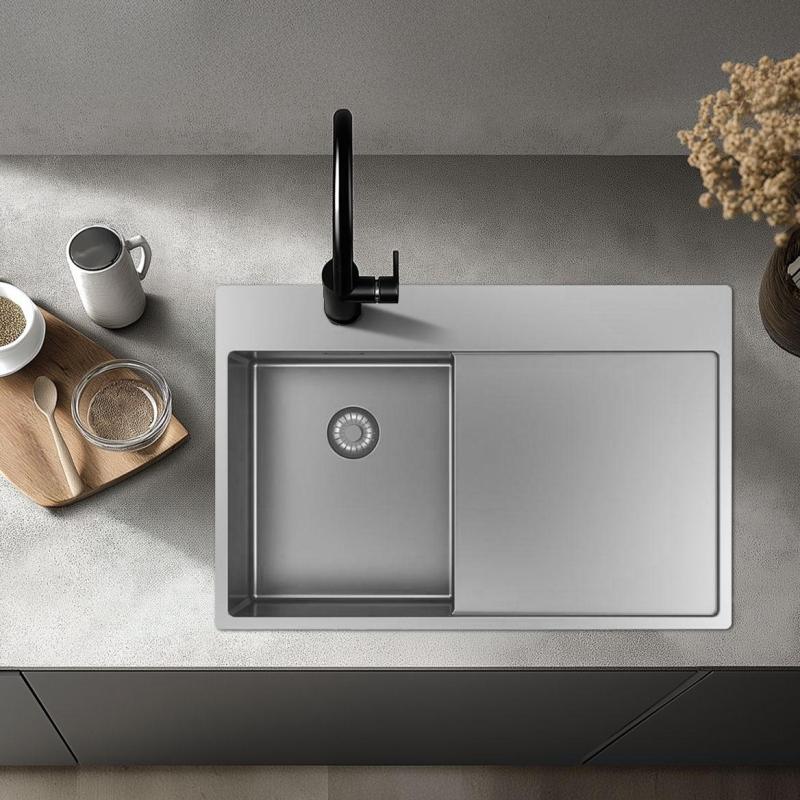 Pure.Sink Exclusivo RVS pieni allas leikkuulaudalla 78x52 cm Tapwing oikealla PEX3478RT-02