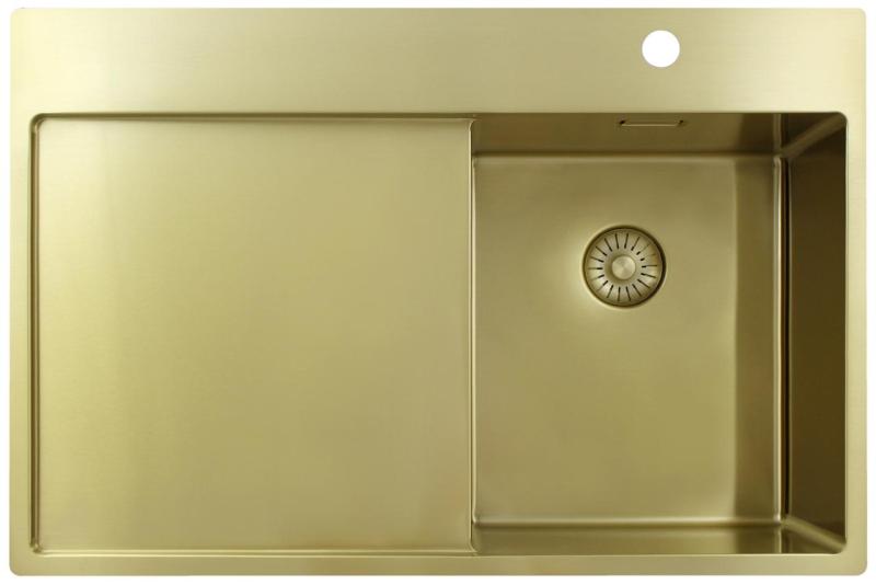 Pure.Sink Exclusivo Kultainen pieni pesuallas, jossa on tippakaukalo 78x52 cm Hana oikealla PEX3478RT-60