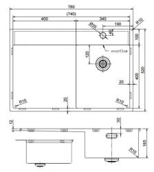 Pure.Sink Exclusivo Gun Metal pieni pesuallas, jossa on valutusalue 78x52 cm Tapwing oikealla PEX3478RT-61