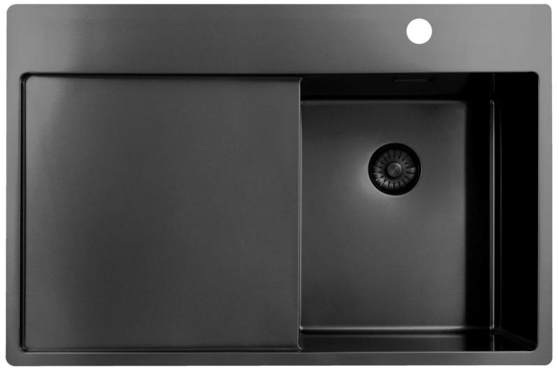 Pure.Sink Exclusivo Gun Metal pieni pesuallas, jossa on valutusalue 78x52 cm Tapwing oikealla PEX3478RT-61