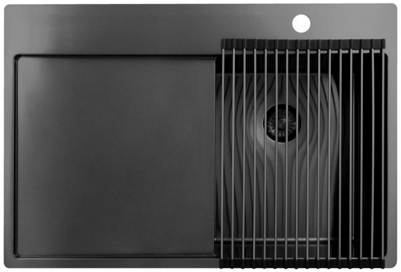 Pure.Sink Exclusivo Gun Metal pieni pesuallas, jossa on valutusalue 78x52 cm Tapwing oikealla PEX3478RT-61