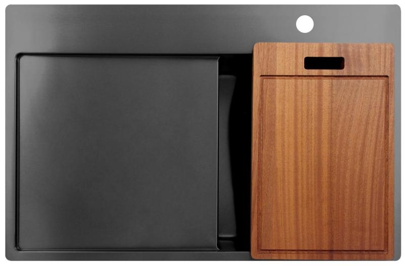 Pure.Sink Exclusivo Gun Metal pieni pesuallas, jossa on valutusalue 78x52 cm Tapwing oikealla PEX3478RT-61