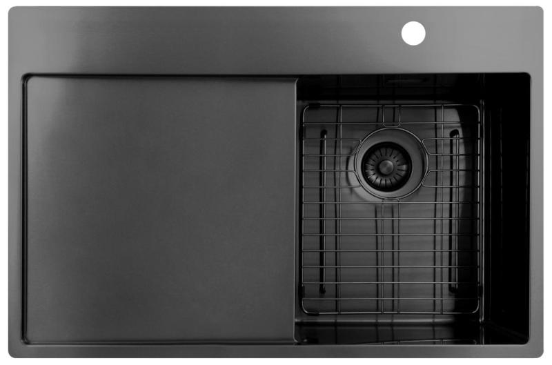 Pure.Sink Exclusivo Gun Metal pieni pesuallas, jossa on valutusalue 78x52 cm Tapwing oikealla PEX3478RT-61