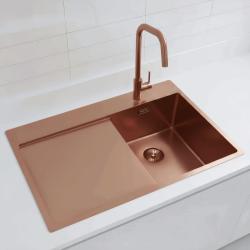 Pure.Sink Exclusivo Kuparinen pieni pesuallas tippuvedellä 78x52 cm Tapwing oikealla PEX3478RT-62