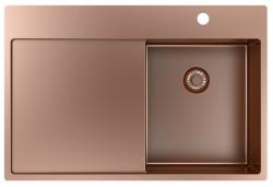 Pure.Sink Exclusivo Kuparinen pieni pesuallas tippuvedellä 78x52 cm Tapwing oikealla PEX3478RT-62